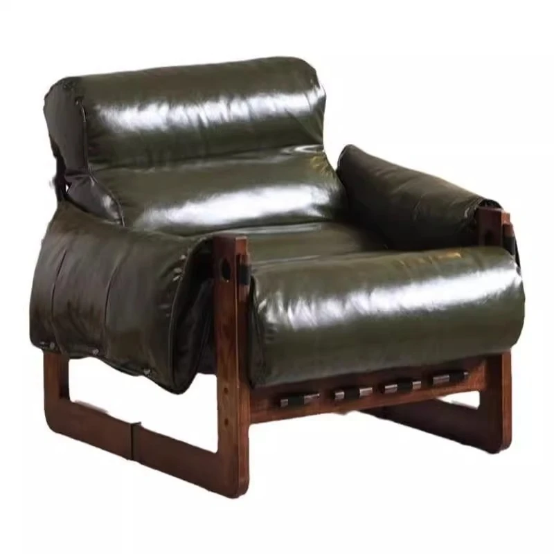 

Household living room lazy leather sofa, balcony casual sofa chair