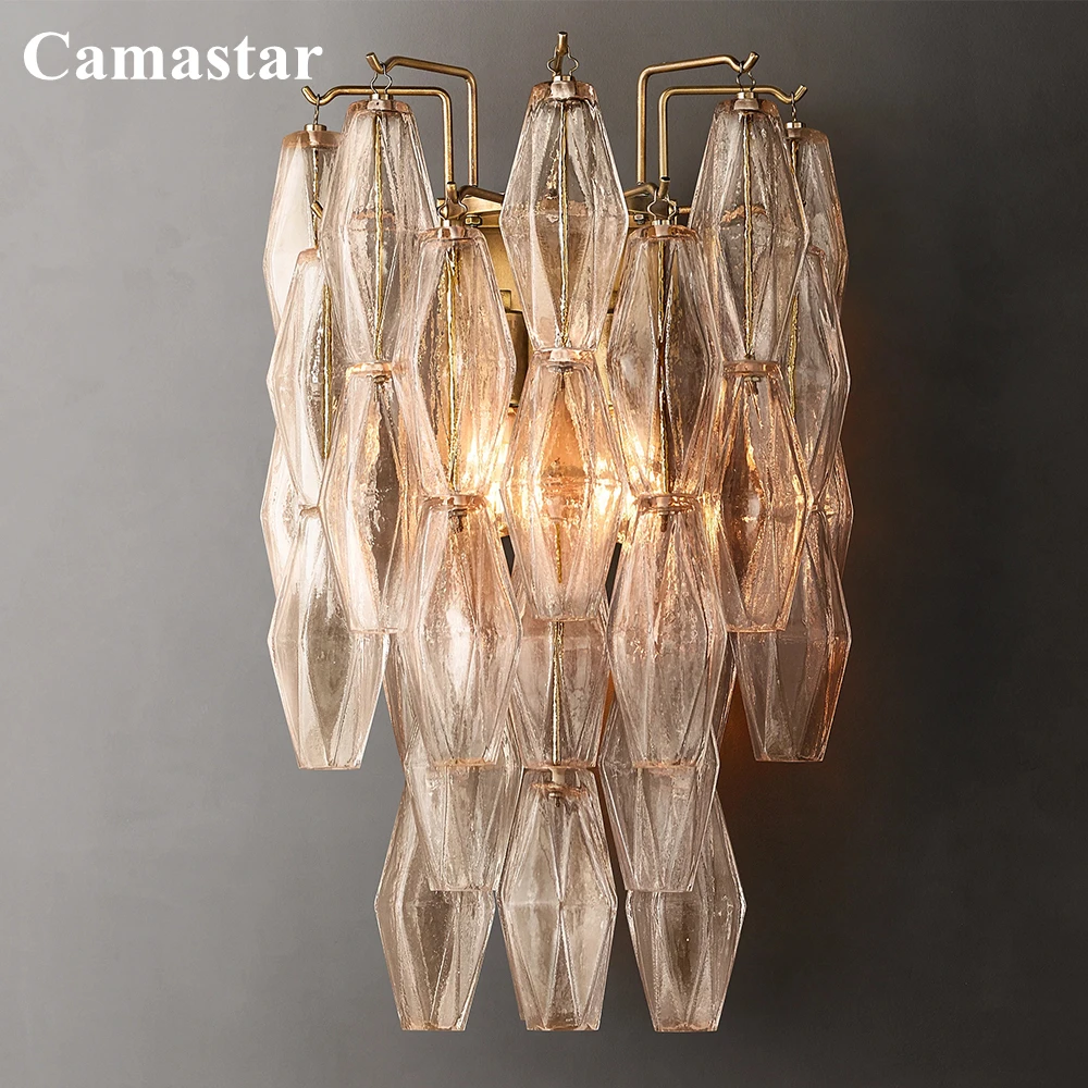 Chiara Glass Sconce Interior LED Wall Light Modern Clear Smoke Polyhedron Glass Sconce Wall Lamp Home Decor Living Room Bedroom