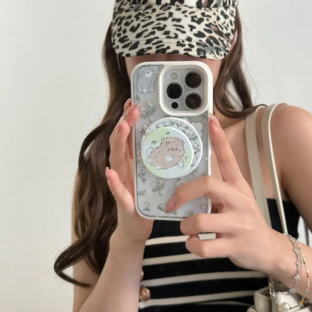 

Ins магнитный держатель-подставка милый медведь ромашки задняя крышка для iphone 15 13 pro max 14 16 чехол для телефона с рисунком promax