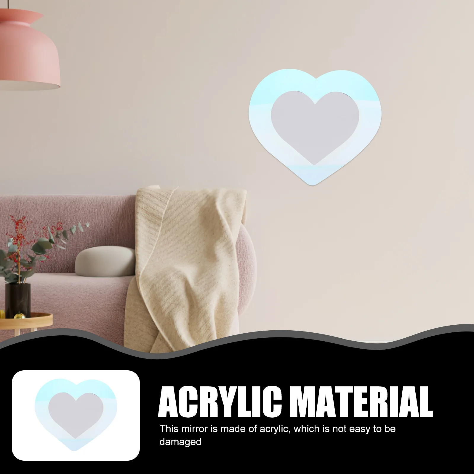 

Acrylic Heart Mirror Wall Mount Decor for Bedroom Living Room Bathroom Modern Style Frameless Mirror Panels Home Improvement
