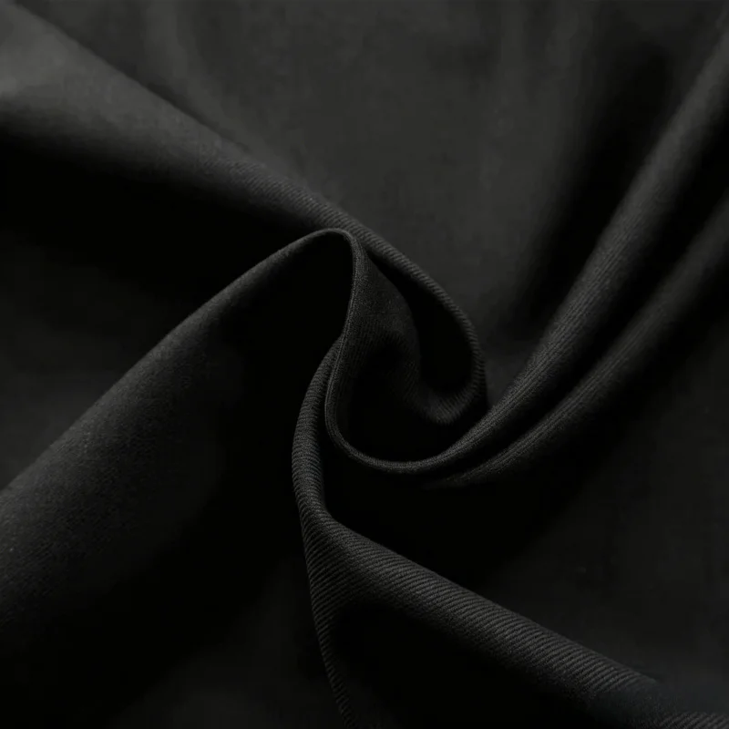 Import Fine black fabric with delicate gold trim, thin worsted wool material for wholesale, suitable for suits, pants, and shirt