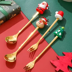 1Pc Christmas Coffee Spoon Stainless Steel Spoon Santa Claus Xmas Tree Coffee Teaspoon Christmas Dessert Spoon Kitchenware