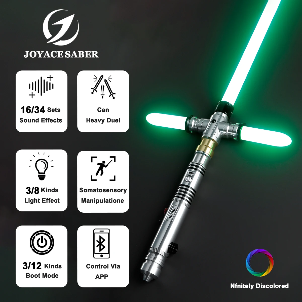 

JoyaceSaber Pixel Lightsaber Metal Hilt Crossguard saber xenoPixel Light Sabers Heavy Dueling With sound effects Laser Sword Toy