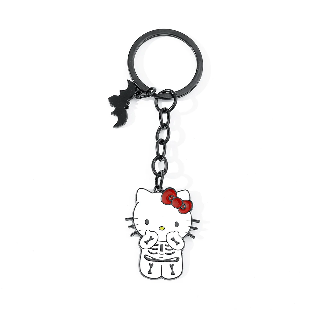 Cute  Cartoon Hello Kitty Keychain Creative Halloween Shape Keychain Spooky Cartoon Kitten Keychain Gift