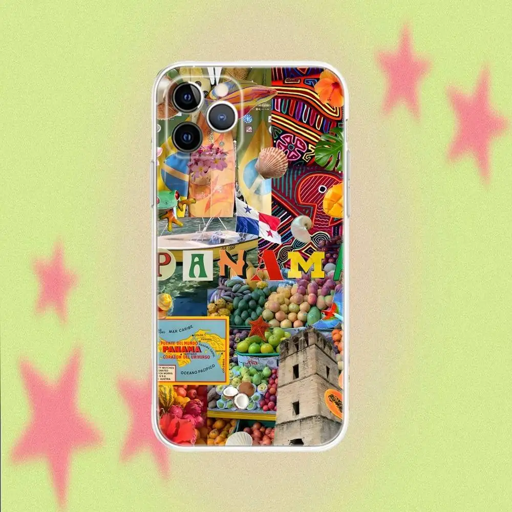 حافظة هاتف بنما الاستوائية لهاتف آيفون 17,16,15,14,13,12,11 Pro,Max,Plus,Air,X,XS,XR,SE,Mini شفافة ناعمة