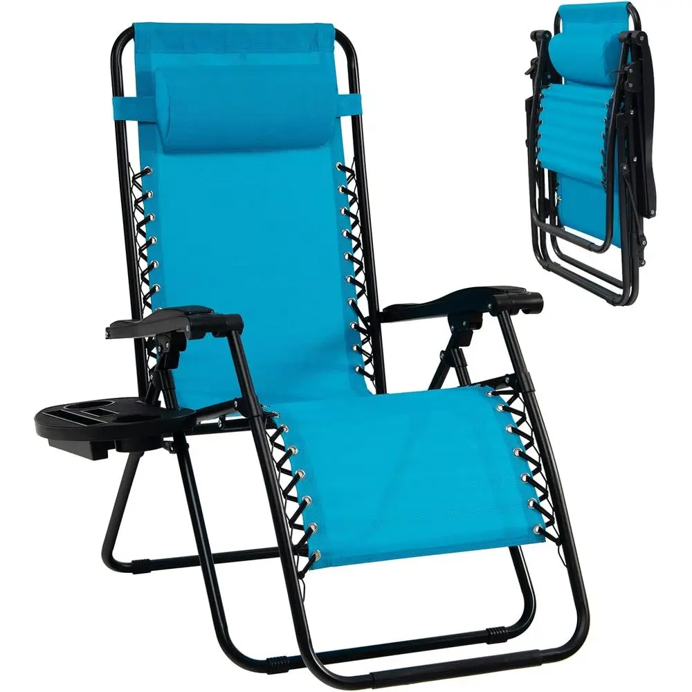 

Adjustable Zero Gravity Recliner Chair with Pillow and Cup Holder, 160° Recline, 350lbs Capacity, Ideal for Outdoor, Patio, Lawn