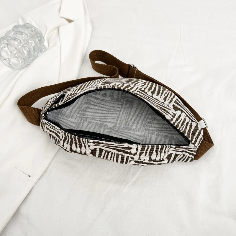Geometryczna płócienna torba na talię Trend uliczny Fanny Pack Woman Chest Pack 2024 Torba na pas do ćwiczeń Modne damskie torby na ramię Crossbody — zdjęcie 7