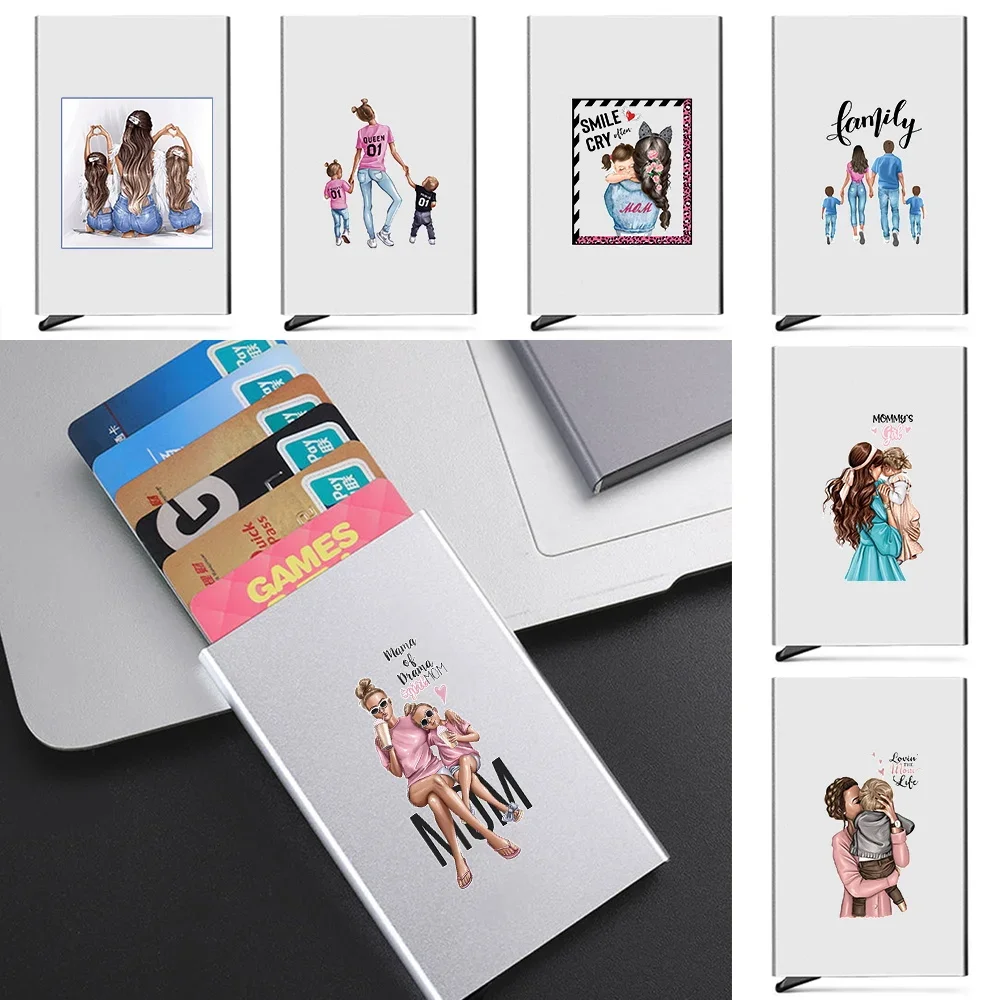 

Men Credit Thin Aluminium Metal Card Holder 2026 New ID Anti-theft Portable Hand Mom Pattern Wallets Pocket Case Credit Card Box