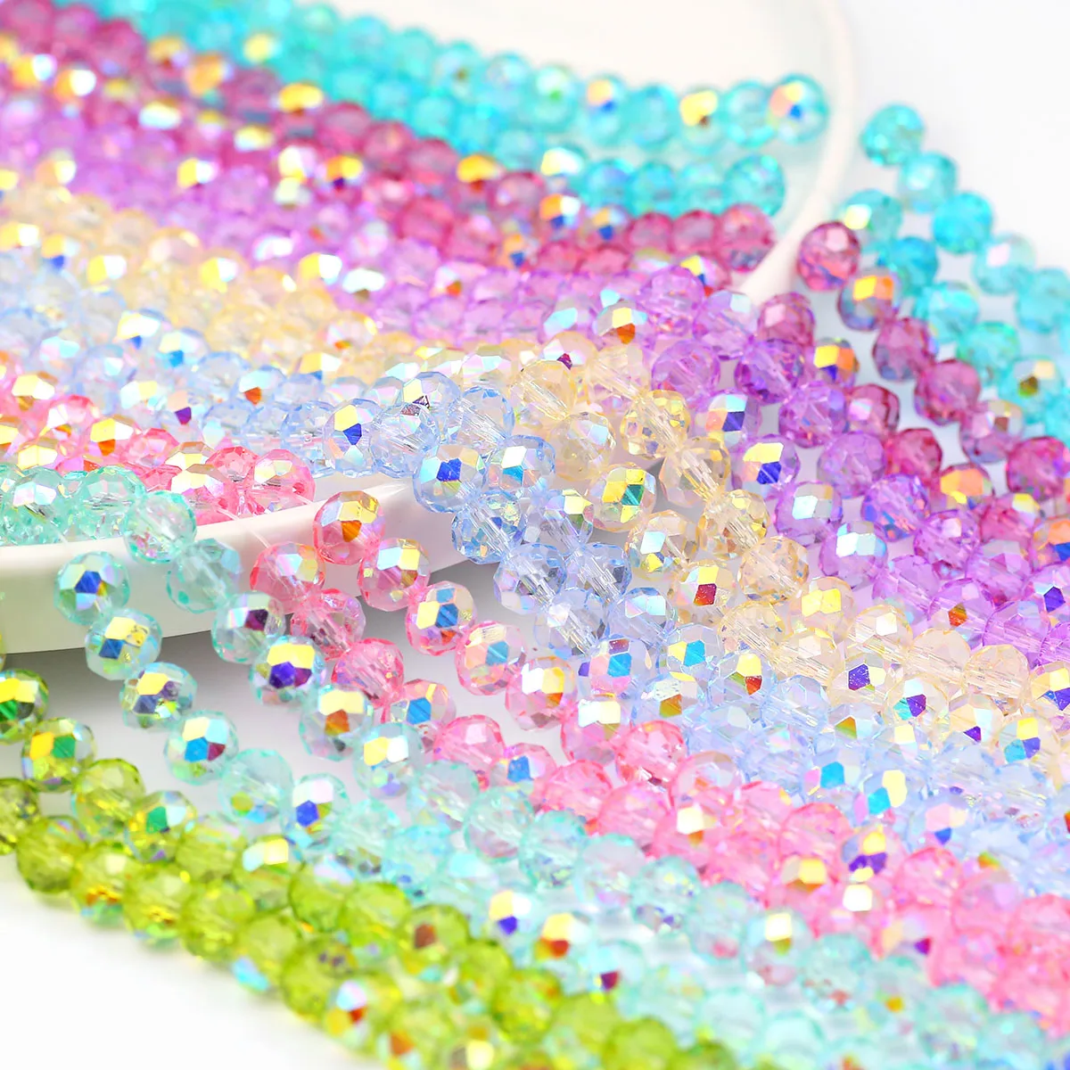 4/6/8mm Flat Round Crystal Glass Beads Mixed Color Spacers Loose Charms Beads for DIY Jewelry Bracelet Necklace Making Supplies