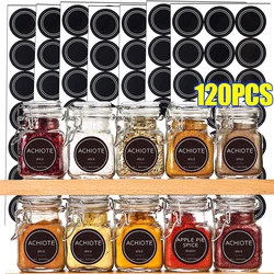 5/10Sheets Round Spice Can Label Kitchen Room Spice Jar Labels Waterproof and Oil-proof Erasable Blackboard Package Stickers