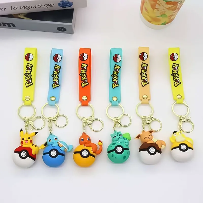 6pcs Kawaii Anime Keychain Set Eevee Charmander Figures