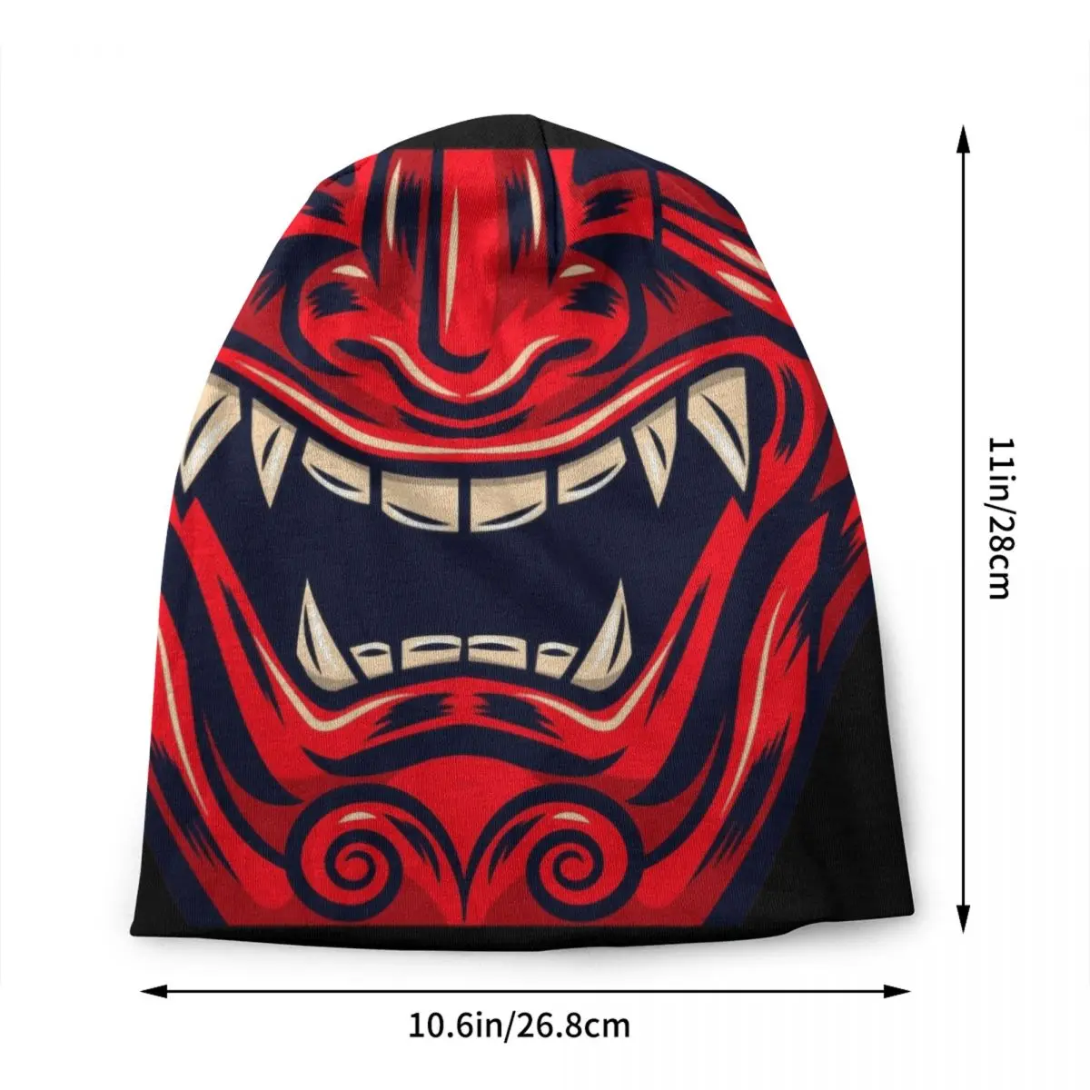 Red Samurai Warrior Oni Beanie Cap Unisex Winter Warm Bonnet Homme Knitted Hats Japanese Demon Devil Ninja Skullies Beanies Hats