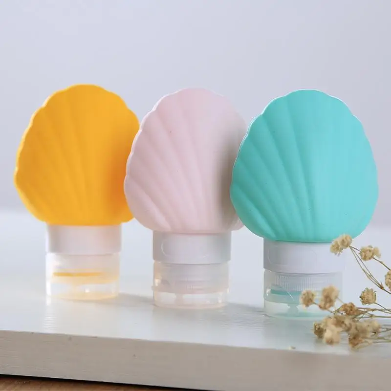40ml/90ml Portable Dispensing Bottles Shell Silicone Travel Refill Bottle Shampoo Shower Gel Cosmetic Squeeze Containers Tools