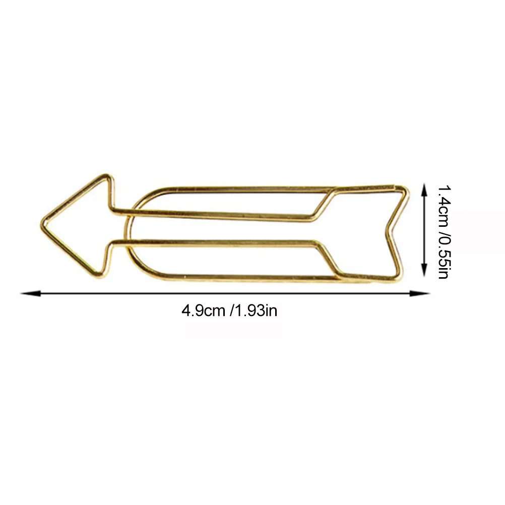 12Pcs Golden Paper Clips Arrow Shape Metal Bookmark Pin for Notes Files Envelopes Office Supplies Memo Holder Bookmark Clips