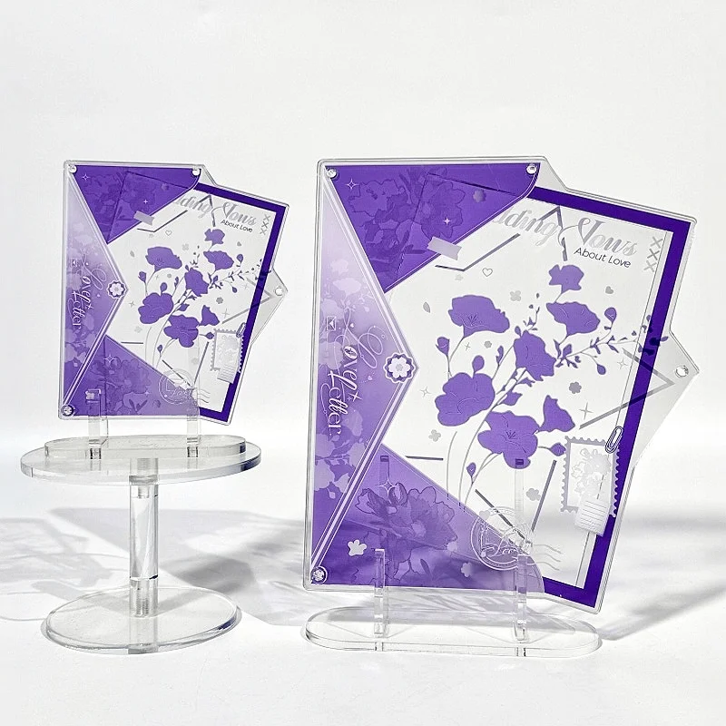 Floral Envelope 3Inch Acrylic Photo Frame, Mini Colored Paper & Card Display Holder, for Anime Kpop Collectibles Desk Decor