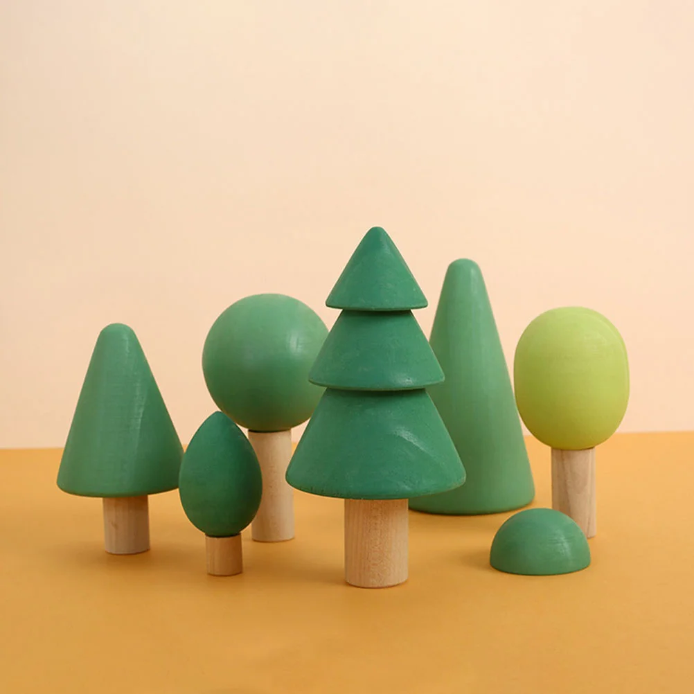 Blocs de construction de forêt, arbre jouet pour enfants, Puzzle en bois, jeu d'empilage Miniature