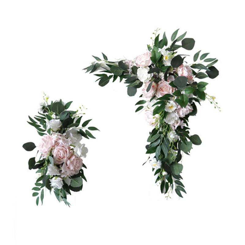 Wedding Props Artificial Customiz Flower Row Arch Arrange Wreath Rose Wedding Christmas Decor Home Wall Hanging Flower 2pcs/set