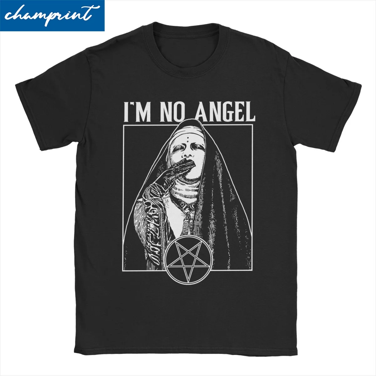 T-Shirt à Manches Courtes et Col Rond pour Homme et Femme, Vêtement Vintage en Coton, Imprimé I'm No Angel Nun