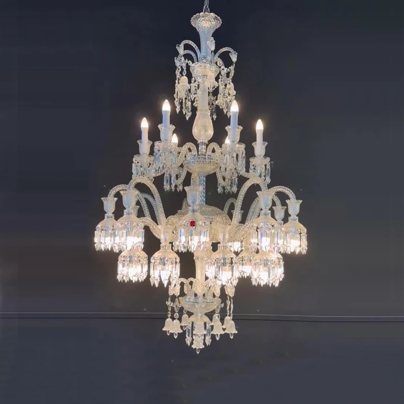 European Luxury Hotel Lobby Lead Containing Bend Pipe K9 Crystal Chandelier Villa Living Room Dining Table Pendant Light