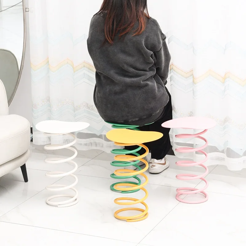 Creative Spring Stool Small Household Restaurant Table Bench Modern Dressing Stool Makeup Stool Foot Rest Under Desk Bar Stool