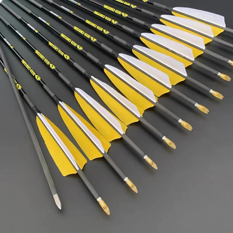 DEER CROSSING Pure Carbon Arrows ID4.2mm ID6.2mm Spine300,350,400,500,600,700,800,900,1000 Turkey Feather Ready Made for Archery