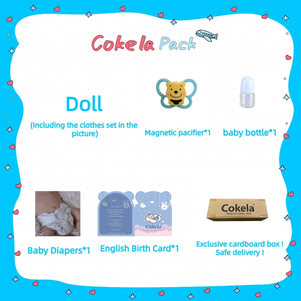 Cokela 남녀공용 인형, 3D 페인트 스킨 천, 바디 실리콘, 다시 태어난 인형, 55cm, 22 인치