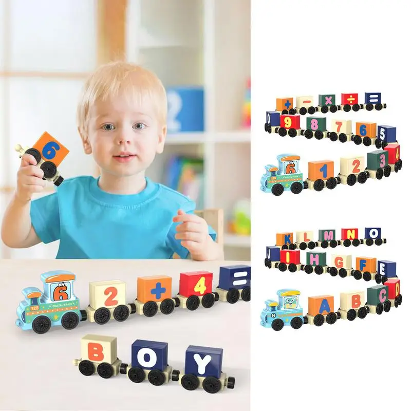 

Wooden Alphabet Train Toys Play House School Tool Game Children Toddler Wooden Letters Train Color Train Montessori Toys For kid