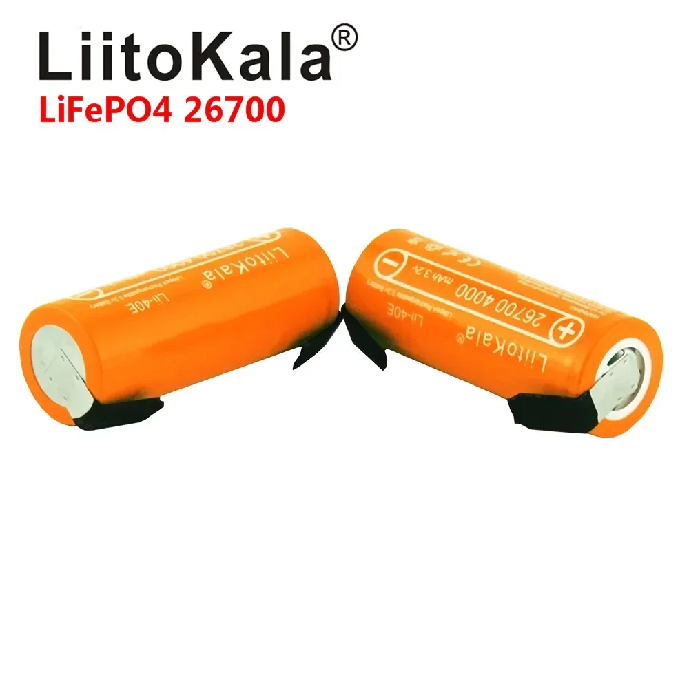 LiitoKala 3.2V 26700 4000mAh LiFePO4 bateria 35A ciągłe rozładowanie maksymalnej dużej mocy + niklowane arkusze