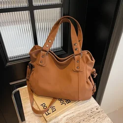 A4 Large Capacity Handbags Soft Suede Leather Big Women Tote Crossbody Bag Frosted Solid Color Quality Shoulder Hand Bag Sac
