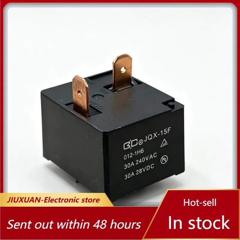 12VDC Coil 4 Pin Normally Open PCB Relay JQX-15F 30A 240VAC Black Shell Heavy Load Equipment Control Switch Relay