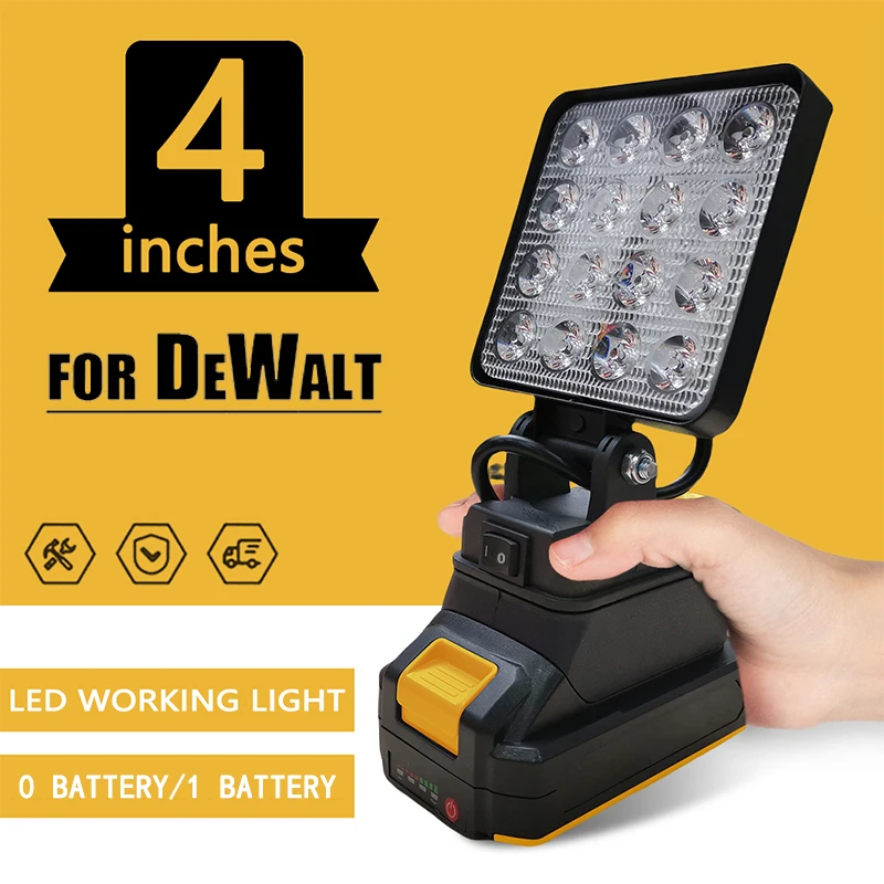 Led Light For Dewalt 18V Battery 4In Portable Spotlights Cordless Outdoor Work Fishing Handheld Emergency Tool Working Light