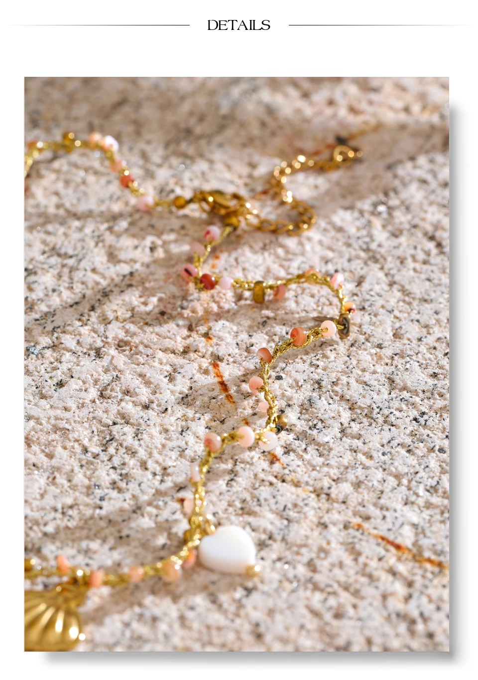 Yhpup Ozean Stil Keramik Fisch Seestern Shell Tropfen Halskette für Frauen Edelstahl Goldener Kragen Sommer Handgefertigter Schmuck – Detail 17