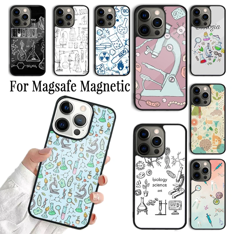 Coque Phone Case For iPhone 16 15 14 13 12 11 Pro Max Plus Magsafe Magnetic Wireless Charging Cover Science Biology Laboratory