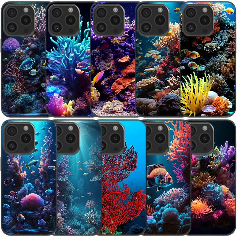 Coral Reefs and Their Small Fish Clear Phone Case For Apple iPhone 12 13 Mini 11 14 15 16 Pro Max Cover XS MAX XR Soft