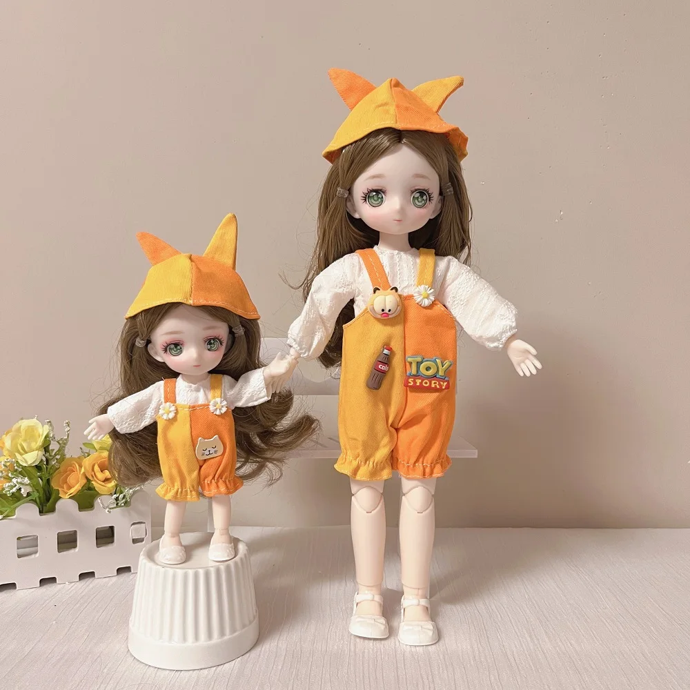 

2 dolls 17cm/30cm 1/8 Bjd Doll Toys for Girls Cute Multi-joint Doll With Clothes Dress Up Fashion Doll Kids Toys Birthday Gift