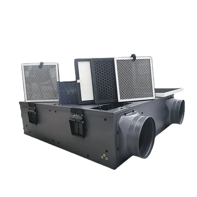 Central whole house heat exchanger for haze removal, PM2.5, and integrated fresh air system for air supply and exhaust