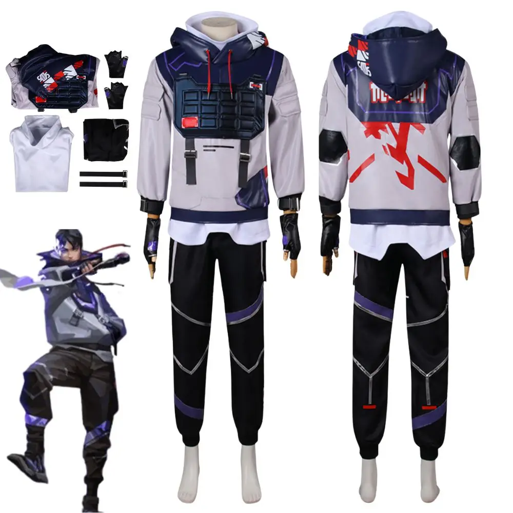 Valorant Iso Cosplay Fantasia Kostuum Vermomming Volwassen Mannen Uniform Set Broek Iso Rolleplay Outfit Halloween Carnaval Pak