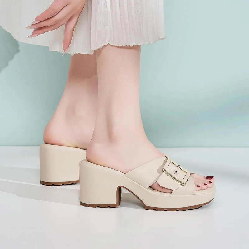 

Summer trend, sexy, thick high-heeled, comfortable to wear, fashionable and versatile, casual women's slippers