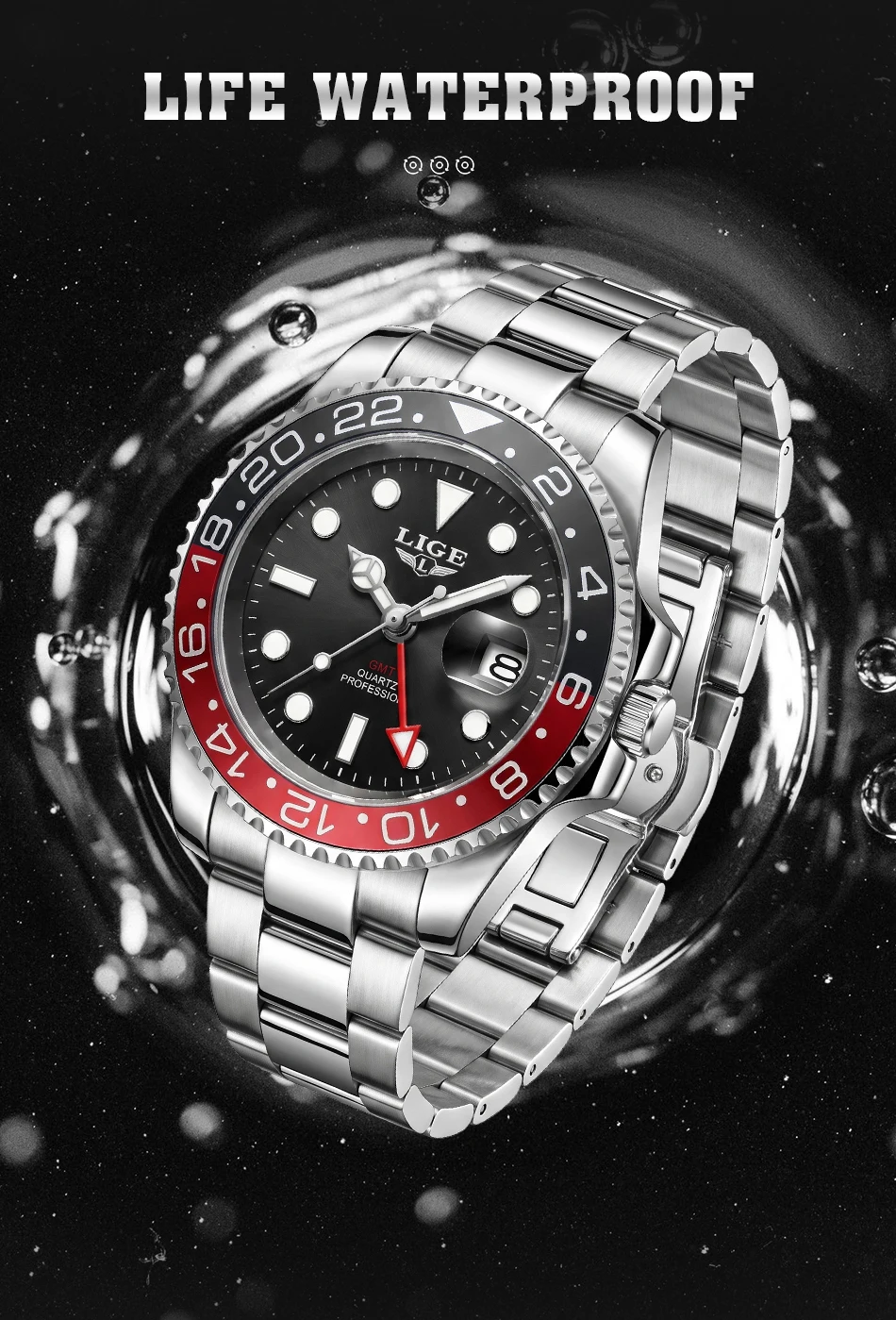 Montre homme LIGE en acier