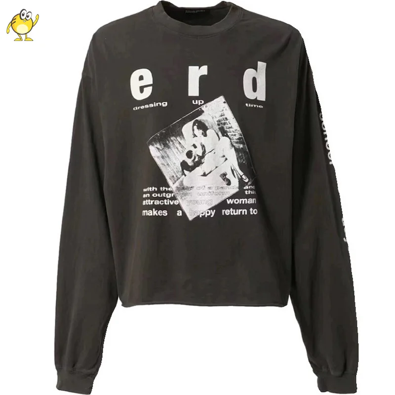 

Photo Printing Vintage Casual ERD Long Sleeve Tees Good Quality Crewneck Spring Summer Loose T Shirt