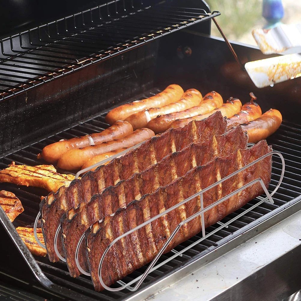

Portable BBQ Rack Stainless Steel Non stick Barbecue Rib Shelf Steak Steak Grilling Rack Grilling Camping Picnic Tool