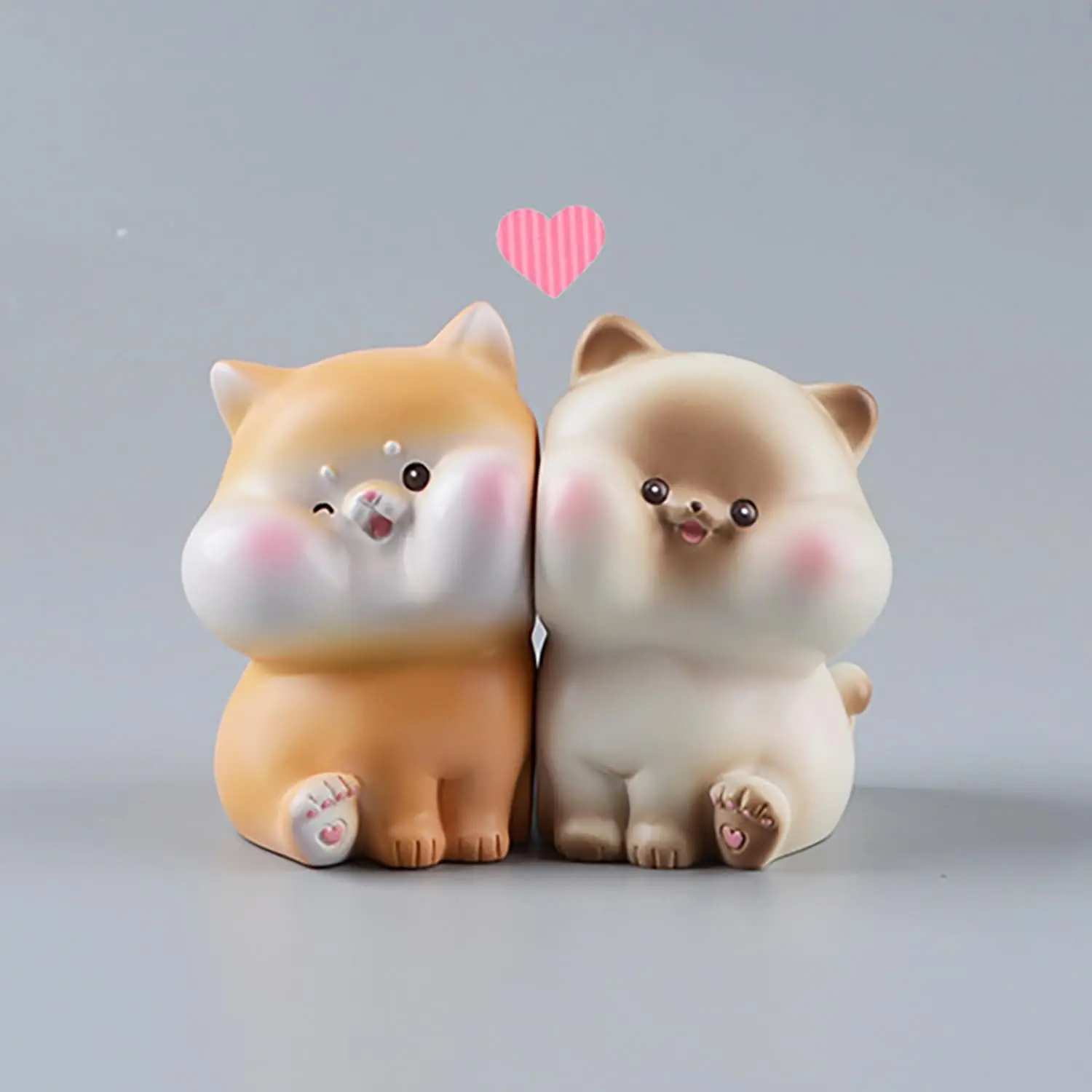 

andorelse Cute Couple Dashboard Decorations Resin Animals Doll Figurines Love Together with Face for Interior Office Decor A