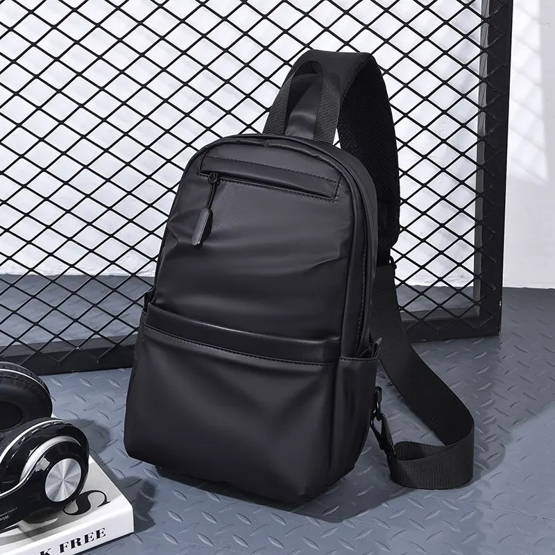 Męska nowa, modna, skórzana torba na klatkę piersiową z membraną, odporna na zachlapania, wielofunkcyjna torba na klatkę piersiową typu crossbody