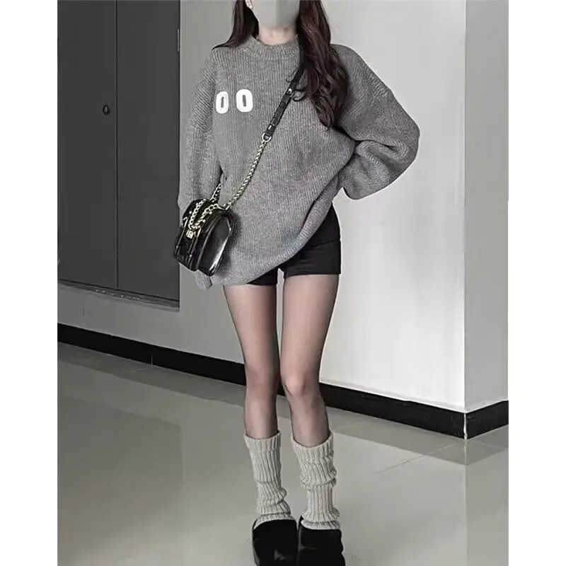 Sweater women\'s autumn and winter design niche loose pullover Japanese retro lazy style high-end soft waxy knitted y2k tops emo