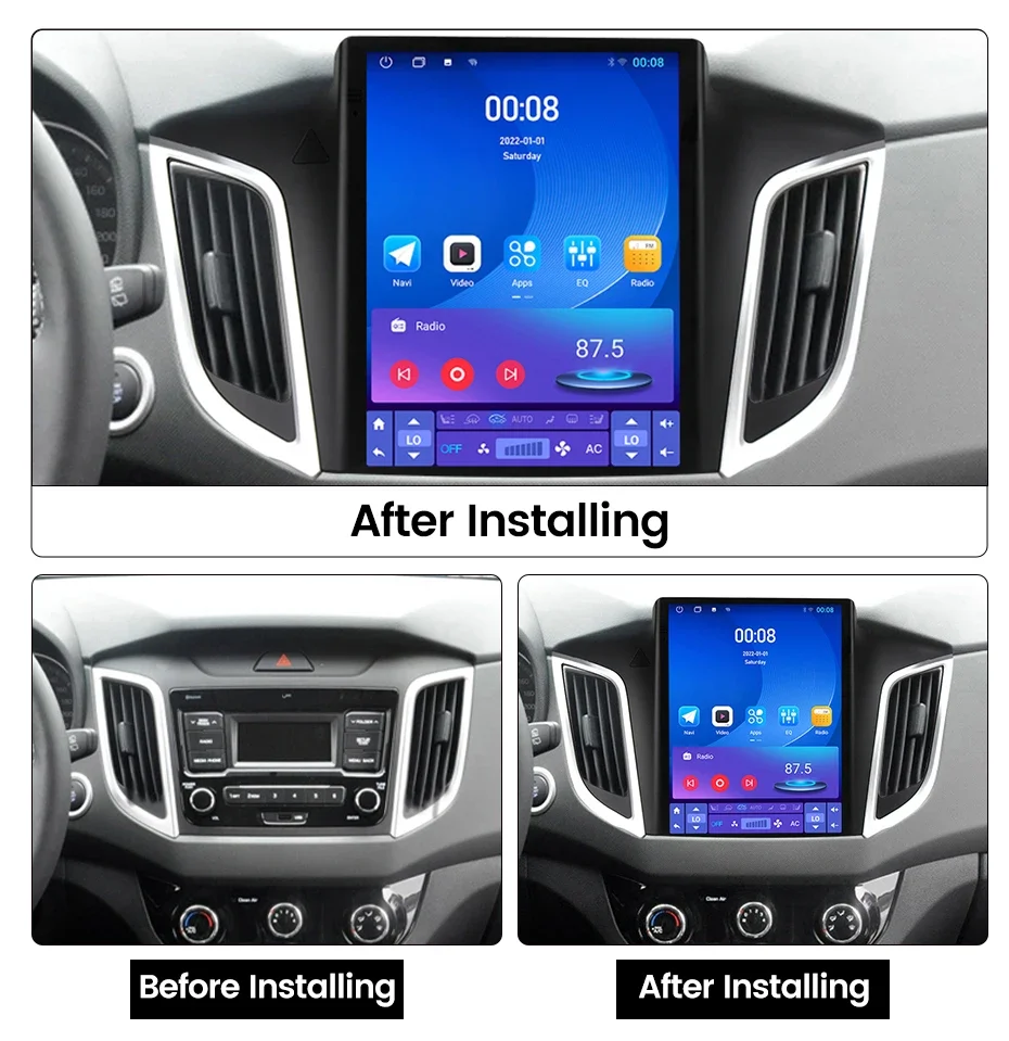 MEKEDE IPS Android All in One for Hyundai Creta IX25 2015 2016 2017 2018 2019 Car Stereo Radio 2 Din Carplay for Tesla Style