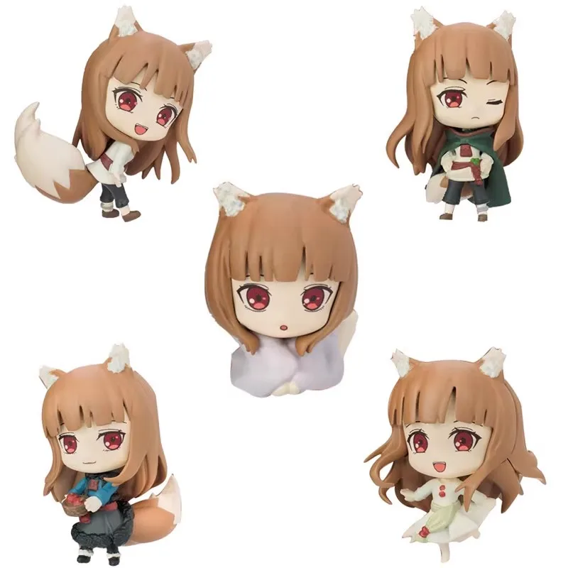 Original 5Pcs Gashapon ホロ MERCHANT MEETS THE WISE WOLF Anime Figure Toys For Kids Gift Collectible Model Ornaments