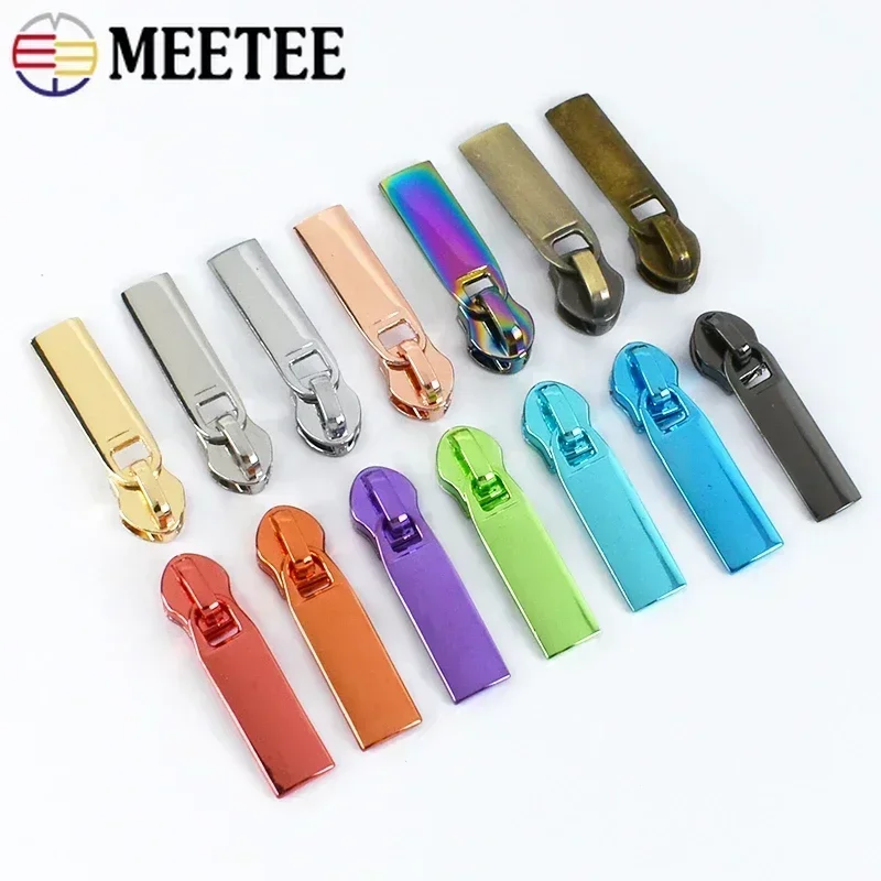 10-100Pcs Meetee 5# Zipper Sliders for Nylon Zippers Tape Bag Zips Heads Pocket Zip Pull Repair Kits DIY Sewing Accessories