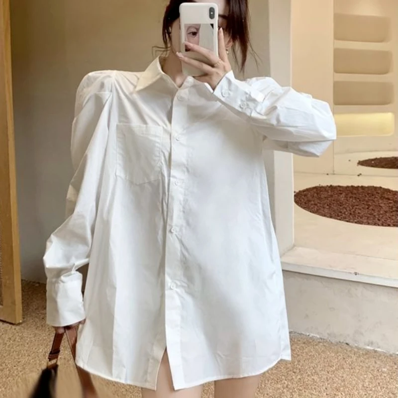 Sets Women Elegant Puff Sleeve Streetwear Single Breasted Trendy Fit Harajuku Korean Style Breathable Coffee Popular Ins Casual