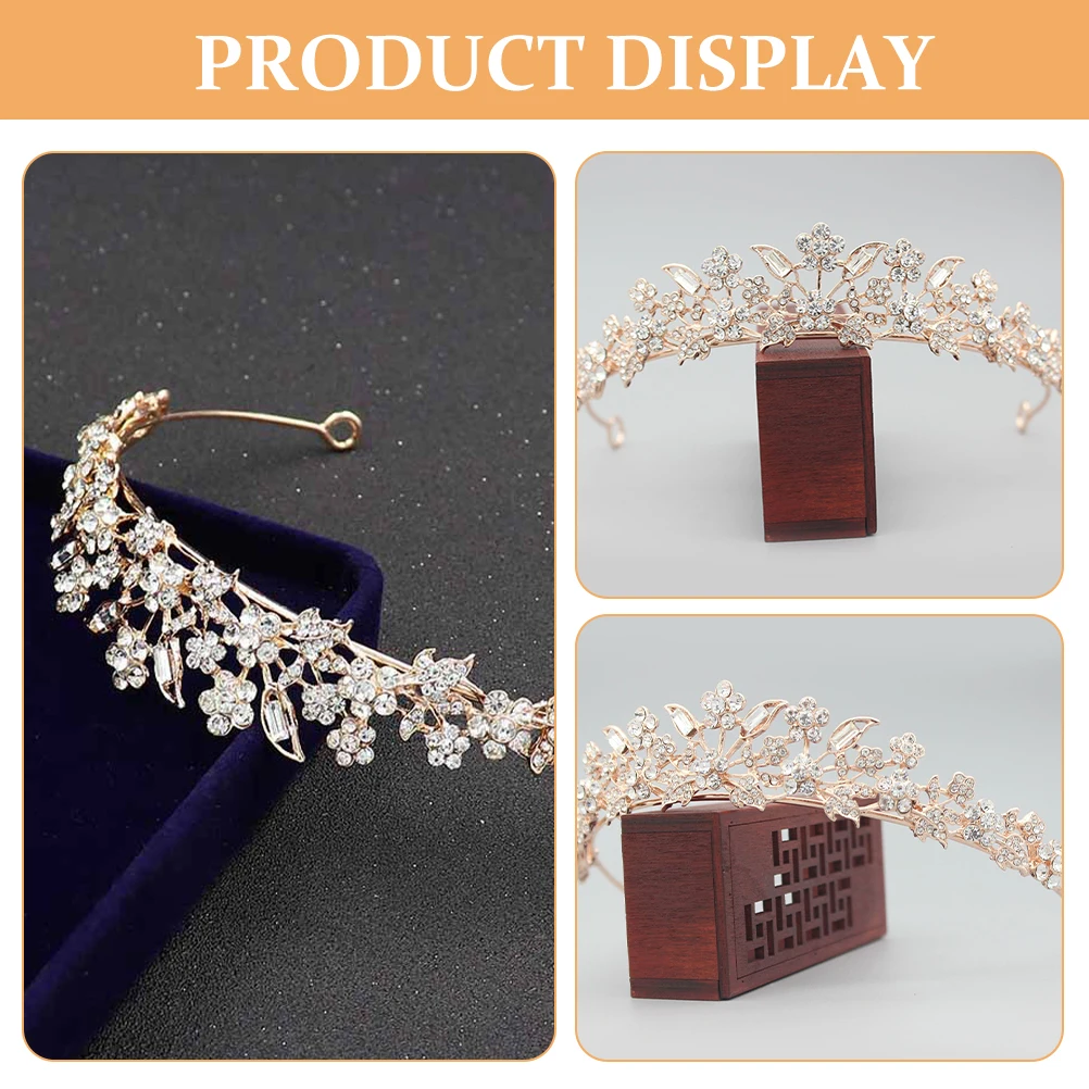

Rose Gold Crown Headband Bridal Rhinestone Hair Accessory Wedding Tiara Minimalist Crown For Women Girls Vintage Baroque