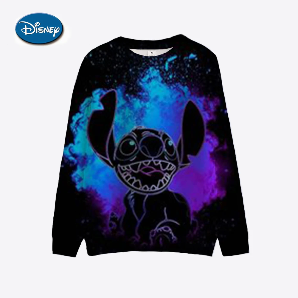 Fashion Disney Stitch Lilo print sweatshirt crew neck casual sweatshirt for winter & fall women\'s clothing